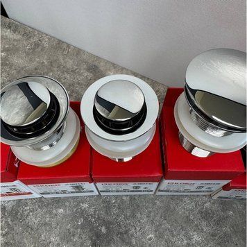 Донний клапан для умивальника з переливом Koer PW-09-01 Хром (KR5796) KR5796 фото