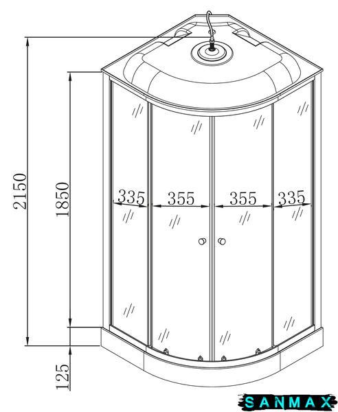 Бокс душовий з гідромасажем Mixxus Strong SBH02-90x90x215-FB Satin низький піддон (MI6890) MI6890 фото