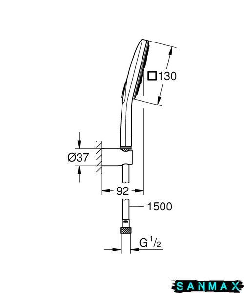 Душовий набір з тримачем, 3 режими струменю Grohe Rainshower SmartActive (26589000) 26589000 фото