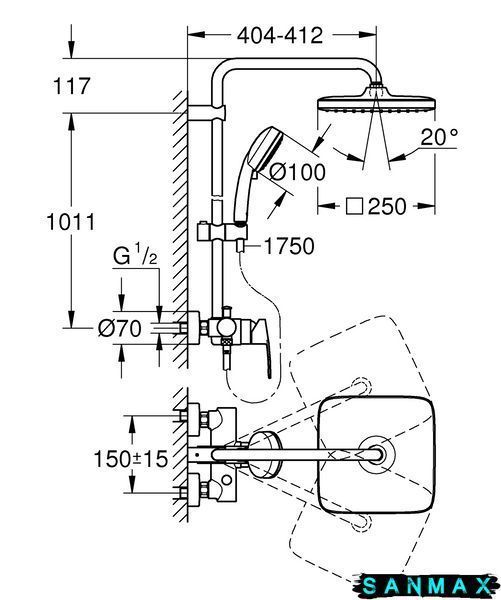 Душова система зі змішувачем для душа Grohe New Tempesta Cosmop. System (26692000) 26692000 фото