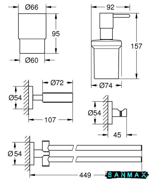 Набір аксесуарів 4 в 1 Grohe Essentials New (40846001) 40846001 фото