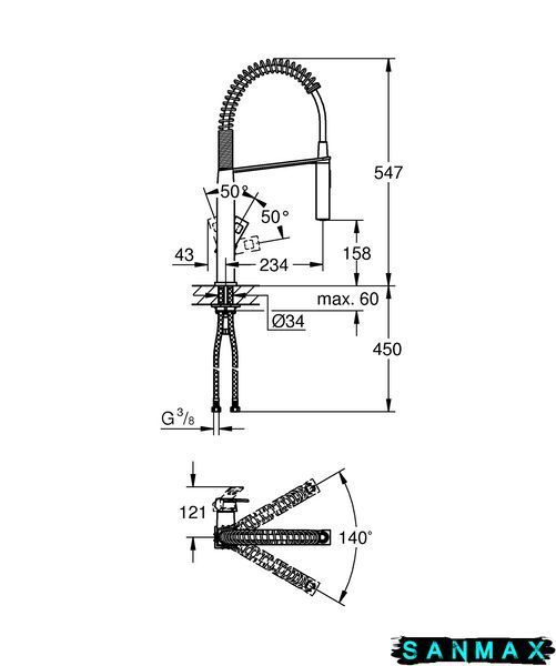 Змішувач для кухні з гнучким виливом Grohe Eurocube (31395000) 31395000 фото