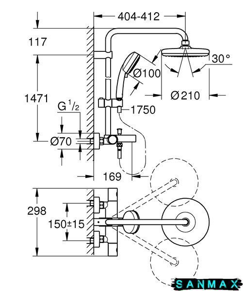 Душова система термостатична Grohe New Tempesta Cosmop. System (26223001) 26223001 фото
