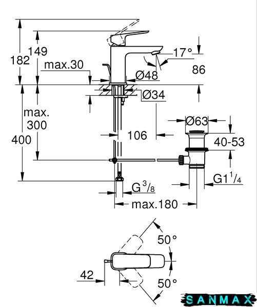 Одноважільний змішувач для умивальника Grohe Cubeo S-розміру (1016940000) 1016940000 фото