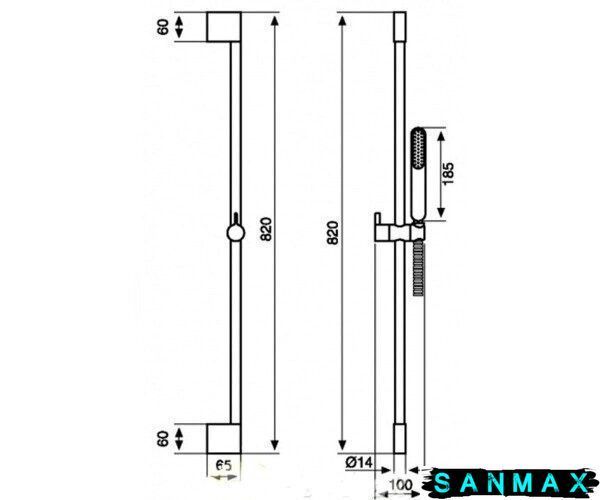 Стійка для душу Emmevi хром з/акс Nefer 820мм CO 2766 C02766 фото