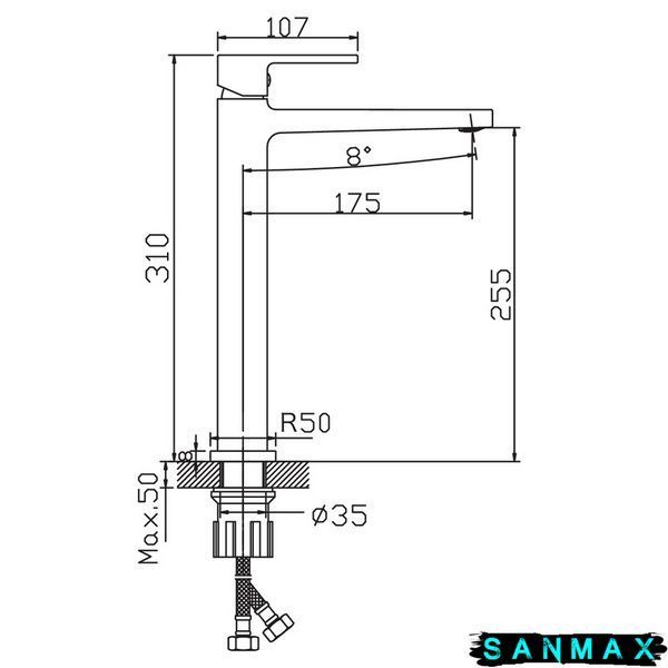 Змішувач для умивальника Haiba Kant 001 High Хром (HB9601) HB9601 фото