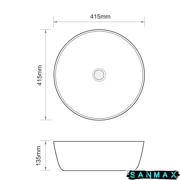 Умивальник накладний керамічний Mixxus Premium Ellipse-0101 415х415х135mm (MP6531) MP6531 фото