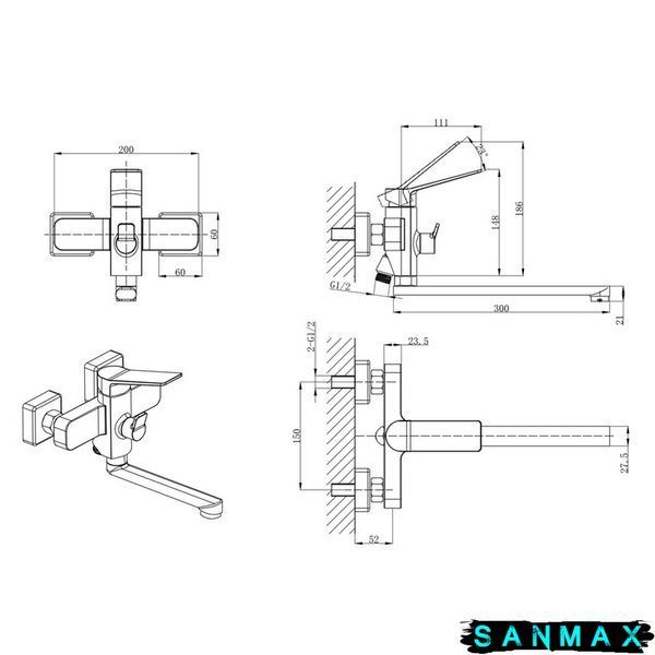 Змішувач для ванни Mixxus Wilson 006 Euro (MI7131) MI7131 фото