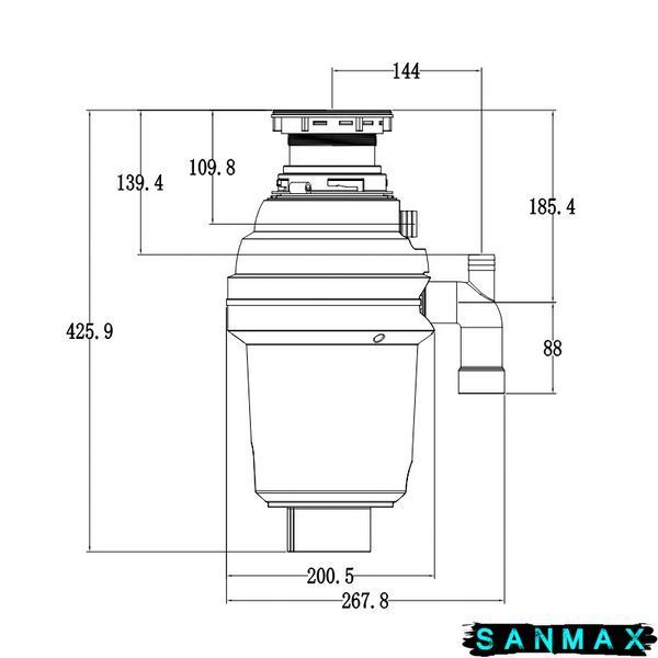 Подрібнювач харчових відходів, 560Вт, Mixxus Gd-02-0,75 (MX1569) MX1569 фото
