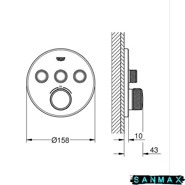 Термостат прихованого монтажу на 3 виходи Grohe Grohtherm SmartControl (29508KF0) 29508KF0 фото