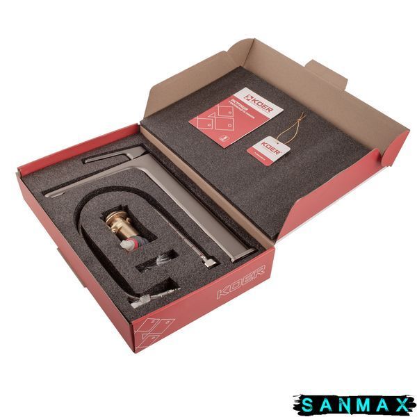 Змішувач для умивальника Koer KB-11031-07 Високий Графіт (KR5435) KR5435 фото