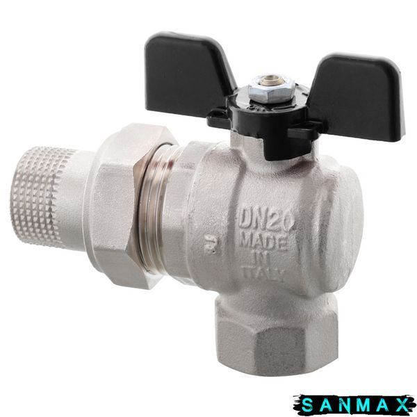Кран з американкою Roho 3/4" ВЗ кутовий, метелик чорний R106-075B (RO0114) (12/48) RO0114 фото