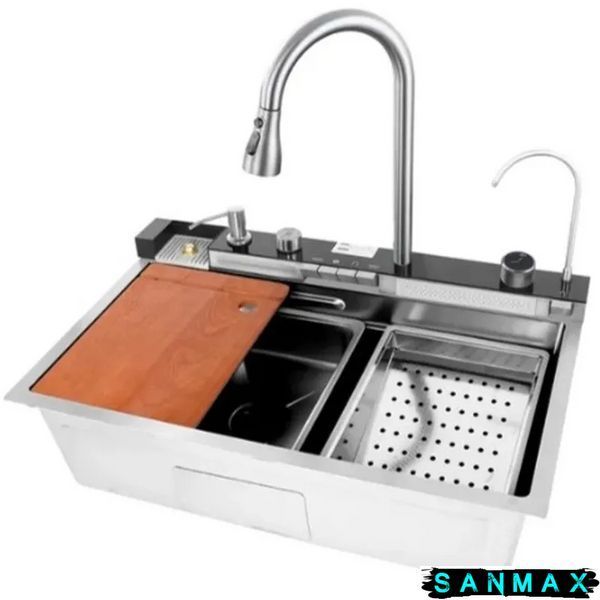 Кухонна інтегрована мийка Mixxus Premium MH7545-Set-04.Satin з вбудованим змішувачем з нерж. сталі Sus304 (MX1701) MX1701 фото