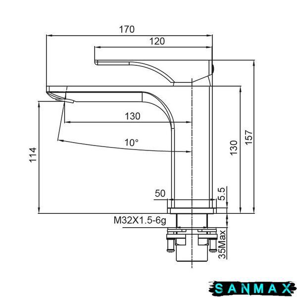 Змішувач для умивальника, хром Koer KB-10010-01 (KR3478) KR3478 фото