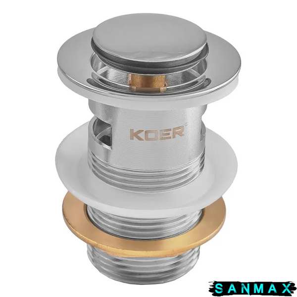 Донний клапан для умивальника з переливом Koer PW-09-01 Хром (KR5796) KR5796 фото