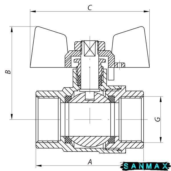 Кран кульовий 1/2 БГГ Вода Waterpro Чевоний метелик (WP0146) WP0146 фото
