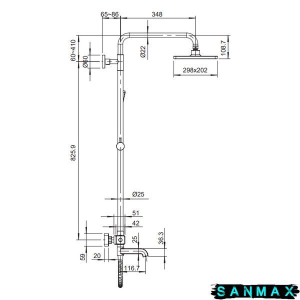 Душова система термостатична Koer KB-57011 Чорна (KR4725) KR4725 фото