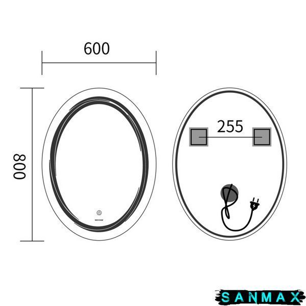 Дзеркало Mixxus Premium Wave MV04-60x80 (Led Touch, Anti-fog, димер (3-6,5kK)) (MP6636) MP6636 фото