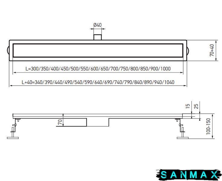 Душовий лінійний трап Koer FD20-70x800мм із нержавіючої сталі (KR4745) KR4745 фото