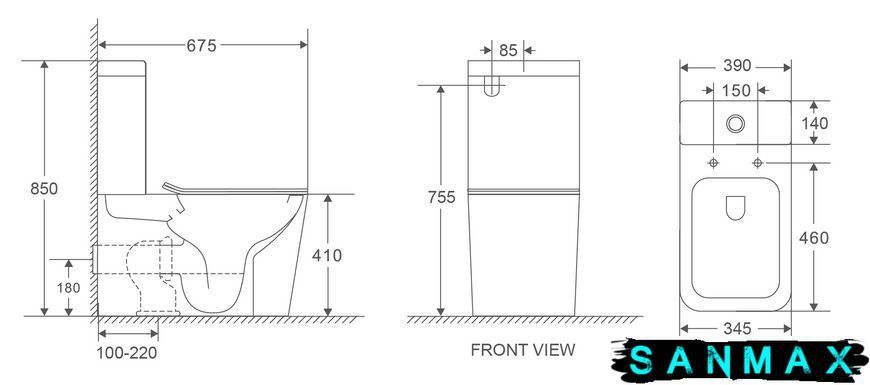 Унітаз-компакт Mixxus Premium Quadro-0402-R 675x390x855mm, система змиву Rimless (MP6458) MP6458 фото