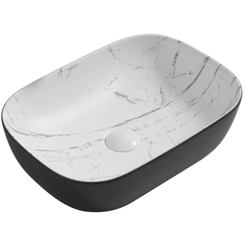 Умивальник накладний керамічний Mixxus Premium Diverse-0112 Marble-Чорний 455х325х135mm (MP6541) MP6541 фото