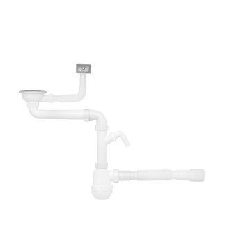Сифон для кухонної мийки Kroner KRP - KS02S-1 3 1/2"х40/50 мм з відводом для пральної машини, з квадратним переливом CV032076 фото