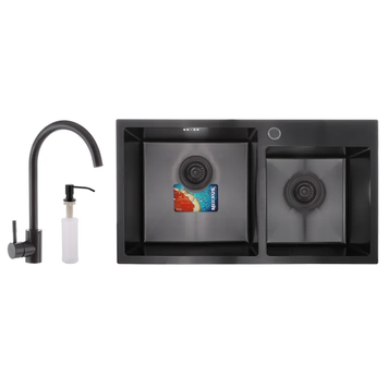 Набір Mixxus Set-7843D-220x1.0-PVD (мийка + змішувач + диспенсер) (MX0585) MX0585 фото