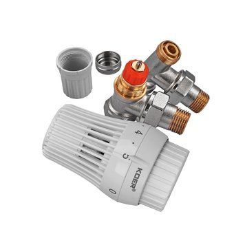 Комплект для підключення радіатора Koer SET-23 - 1/2'' кутовий з термоголовкою, клікове кріплення (KR5284) KR5284 фото