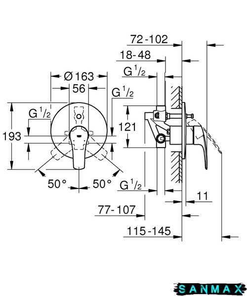 Вбудована душова система Grohe Eurosmart New (33305003) 33305003 фото