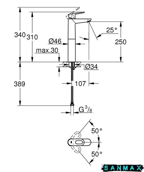 Змішувач на стільницю для умивальника XL-розміру Grohe BauLoop (23764000) 23764000 фото
