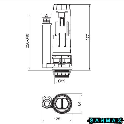 Комплект арматури Koer KT-0303-1/2" спускна та наповнювальна з боковим підключенням, 1/2" (KR5340) KR5340 фото