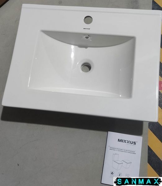 Умивальник накладний керамічний Mixxus Premium Cubic-1501 610х460х170mm з отвором під змішувач та переливом (MP6495) MP6495 фото