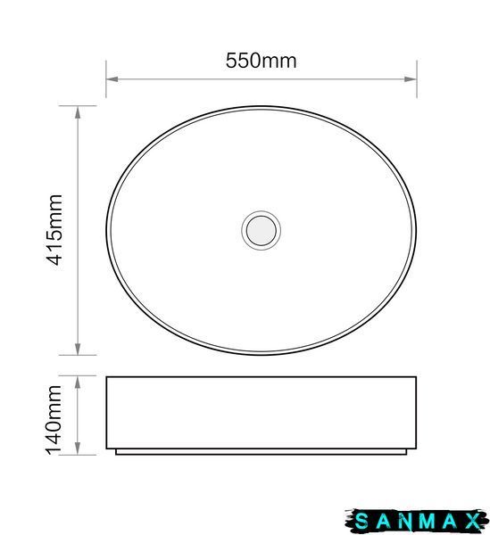 Раковина накладна Mixxus Premium Ellipse-0104 Marble 550х415х140mm (MP6554) MP6554 фото