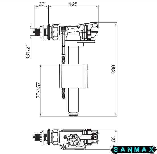Комплект арматури Koer KT-0303-1/2" спускна та наповнювальна з боковим підключенням, 1/2" (KR5340) KR5340 фото