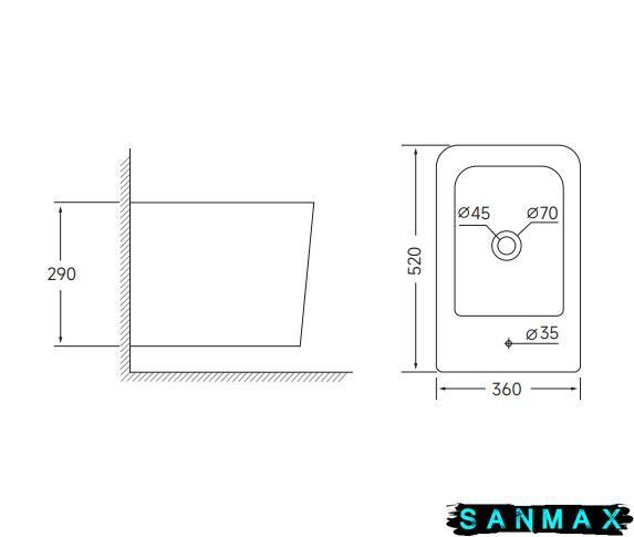 Біде підвісне Mixxus Quadro-0502 520x360x290mm (MI6713) MI6713 фото