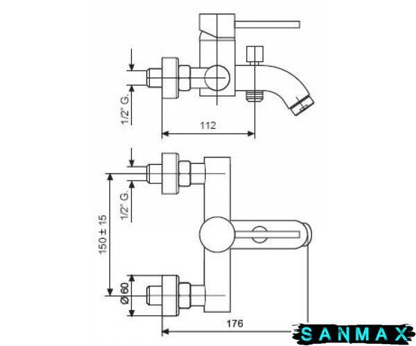 Змішувач Emmevi Piper для ванни хр б/акс CR45001 CR45001 фото