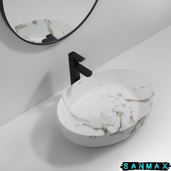 Раковина накладна Mixxus Premium Ellipse-0104 Marble 550х415х140mm (MP6554) MP6554 фото