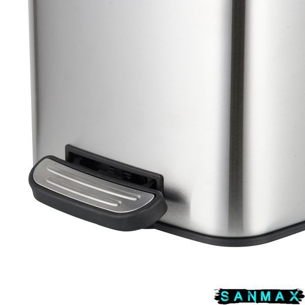 Відро для сміття з плавним закриттям квадратне Zerix Kubix-Tc0108 SS Color 8л колір нержавійка (ZX5891) ZX5891 фото