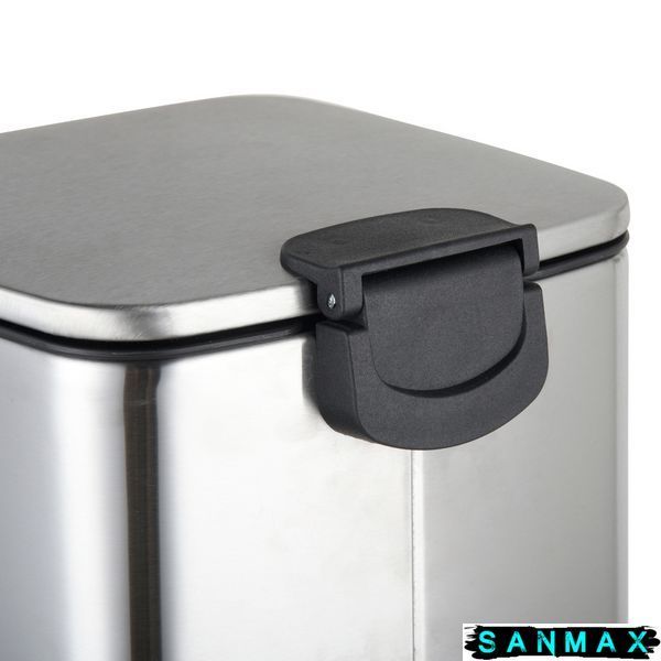 Відро для сміття з плавним закриттям квадратне Zerix Kubix-Tc0108 SS Color 8л колір нержавійка (ZX5891) ZX5891 фото