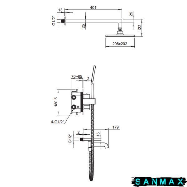 Вбудована душова система термостатична Koer KB-67011-01 Хром (KR4726) KR4726 фото