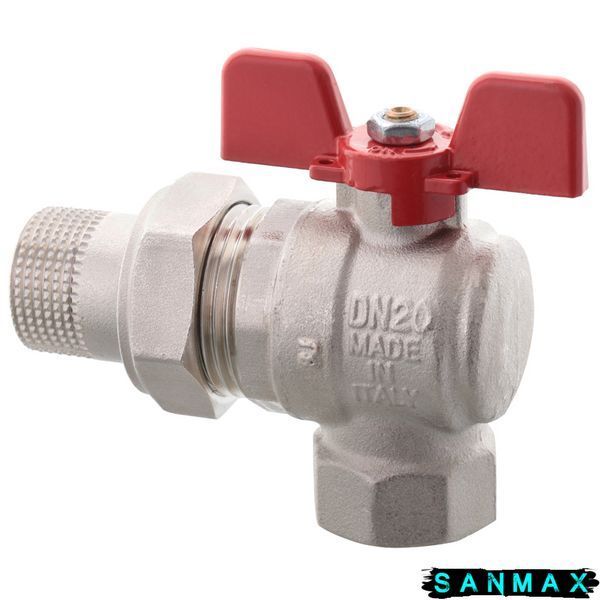 Кран з американкою Roho 1" ВЗ кутовий, червоний метелик R106-100 (RO0091) (6/24) RO0091 фото