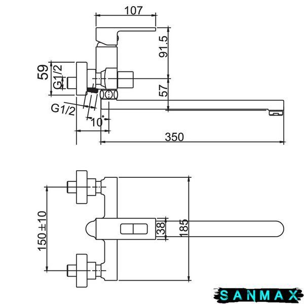 Змішувач для ванни Haiba Kant 006 Euro Хром (HB9602) HB9602 фото