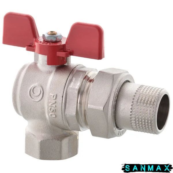Кран з американкою Roho 1" ВЗ кутовий, червоний метелик R106-100 (RO0091) (6/24) RO0091 фото