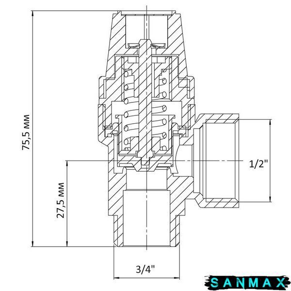 Клапан запобіжний ВН 1/2"х3/4" Koer KR.1261 (1.5 бар) (KR3105) KR3105 фото