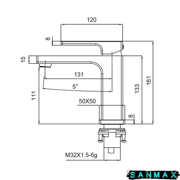 Змішувач для умивальника, хром Koer KB-10009-01 (KR3498) KR3498 фото