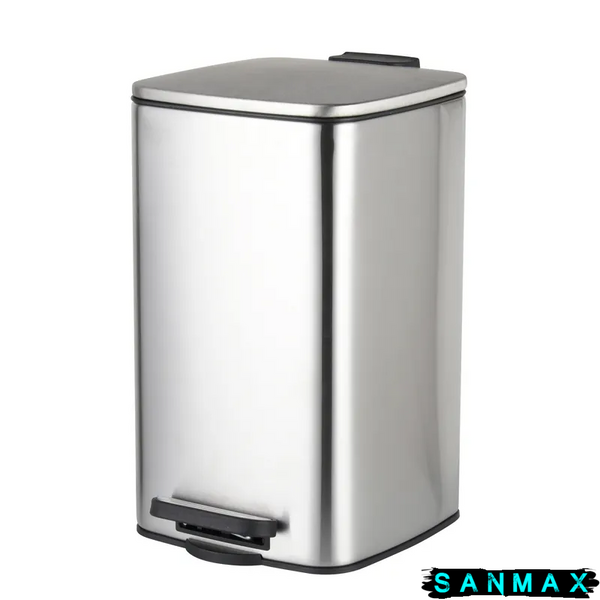 Відро для сміття з плавним закриттям квадратне Zerix Kubix-Tc0108 SS Color 8л колір нержавійка (ZX5891) ZX5891 фото