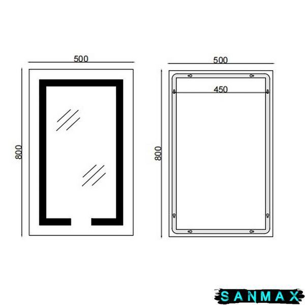Дзеркало Mixxus Hard MR06-50x80-Case з Led Touch, Anti-fog, димером, рег. яскравості, годинником (MI6657) MI6657 фото