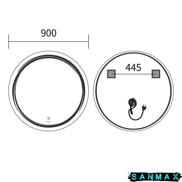 Дзеркало Mixxus Premium Wave MC04-90 (Led Touch, Anti-fog, димер (3-6,5kK)) (MP6637) MP6637 фото