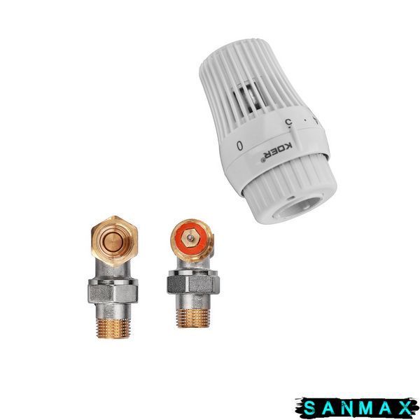 Комплект для підключення радіатора Koer SET-23 - 1/2'' кутовий з термоголовкою, клікове кріплення (KR5284) KR5284 фото