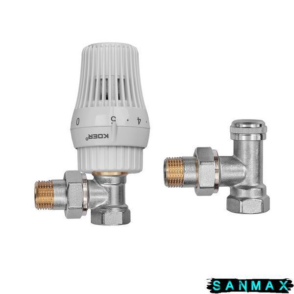Комплект для підключення радіатора Koer SET-23 - 1/2'' кутовий з термоголовкою, клікове кріплення (KR5284) KR5284 фото